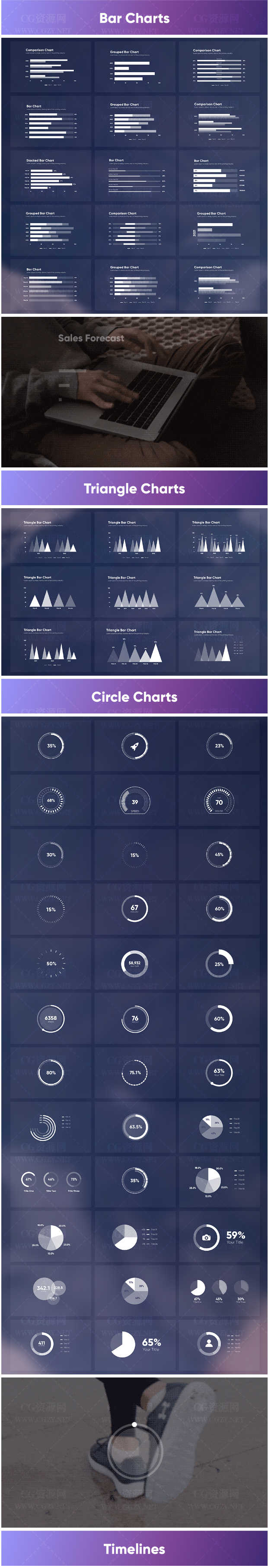 [AE预设+脚本] 1000+数据信息柱状图饼状图趋势步骤图指示线文字标题动画 Infographic Elements