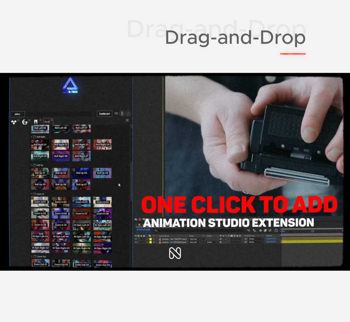 [AE预设+脚本] 300组复古胶片故障叠加效果摄像机视频无缝转场预设 Punch Hole Transitions Library