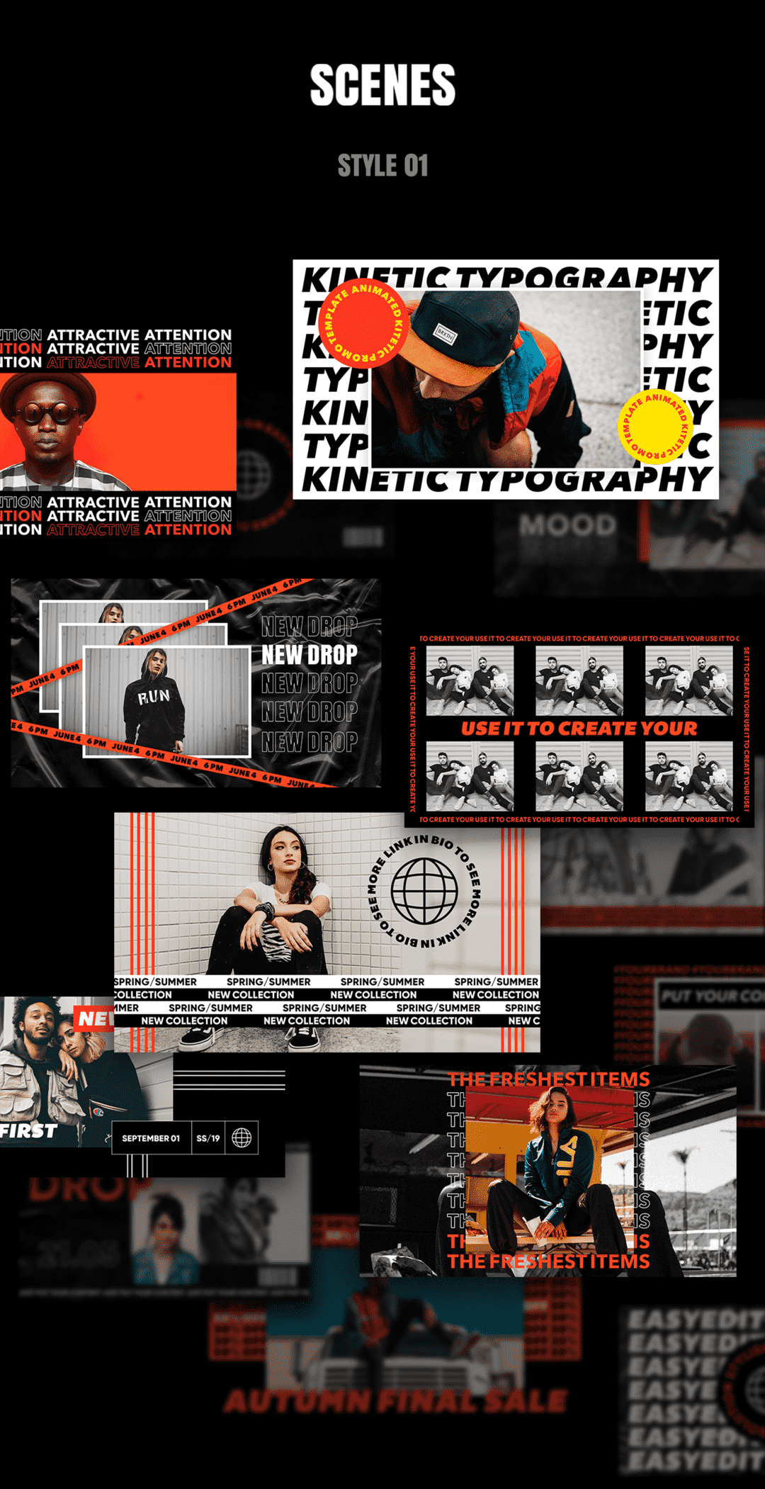 [AE脚本] 200组时尚创意宣传海报排版封面文字标题设计动画 Kinetic Social Pack