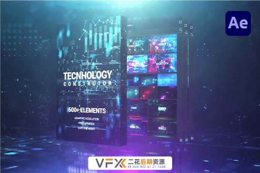 [AE脚本] 600个科技感HUD信息数据故障场景UI界面元素动画预设