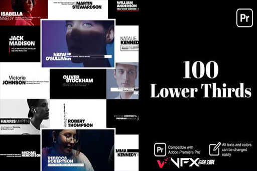 [PR模板] 100组文字标题字幕条排版动画 Lower Thirds