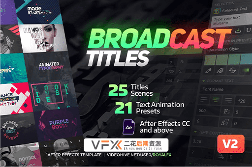 [AE脚本+模板] 时尚文字排版标题动画预设 TypeX – Broadcast Pack Title Animation Presets Library