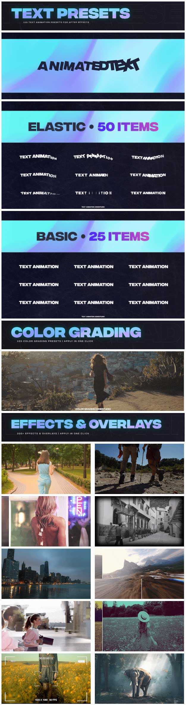 [AE脚本] 4000组无缝视频转场文字标题排版字幕条动画调色特效预设 AtomX BASE v3