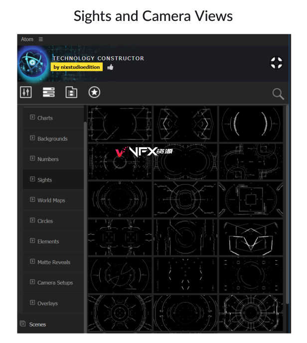 [AE脚本] 600个科技感HUD信息数据故障场景UI界面元素动画预设