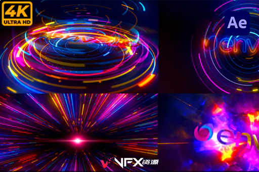 [AE模板] 高科技冲击波发光线描标志揭晓展示 Hi-Tech Logo Reveal