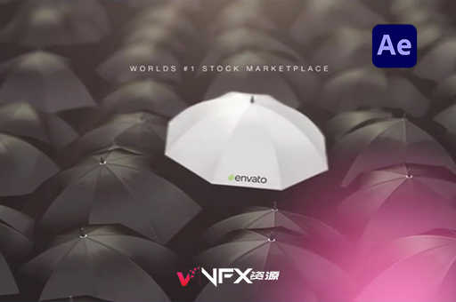 [AE模板] 创意雨伞品牌LOGO标志开场动画 umbrellas