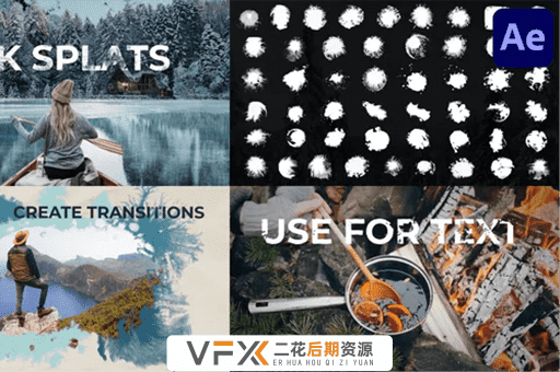 [AE模板] 50种中国风水墨遮罩转场动画 Ink Splats | After Effects