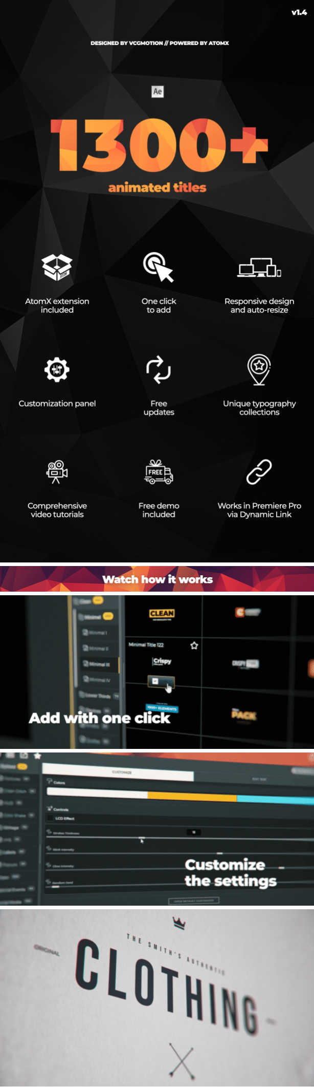 [AE脚本] 1300组文字标题排版字幕动画预设 AtomX CrispyType V1.4