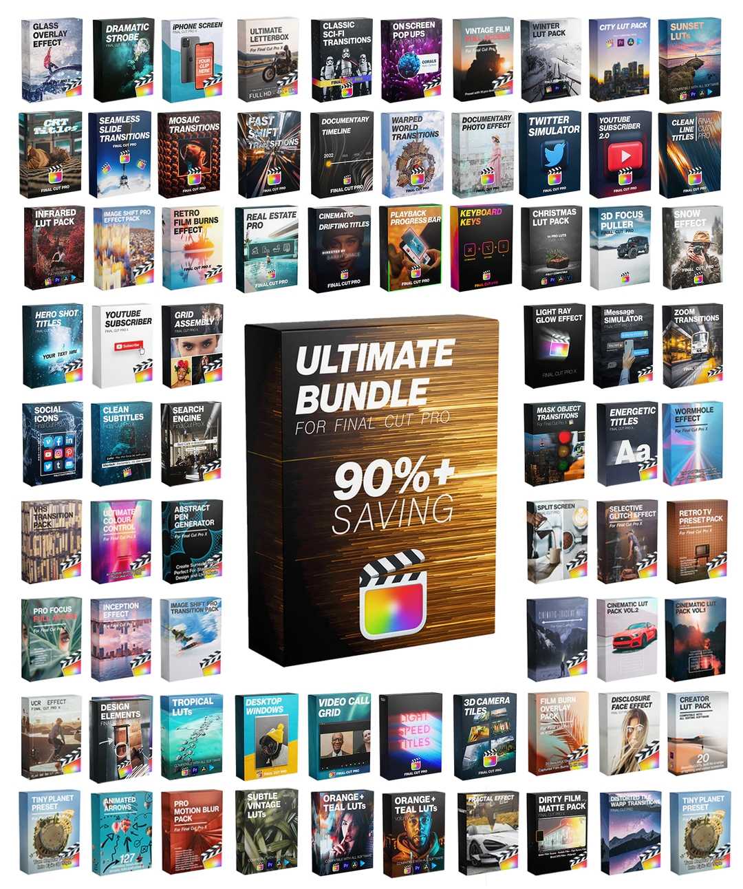 [FCPX插件] 创意转场效果文字标题LUT调色排版模板合集包 FCPX Full Access Ultimate Bundle 2022