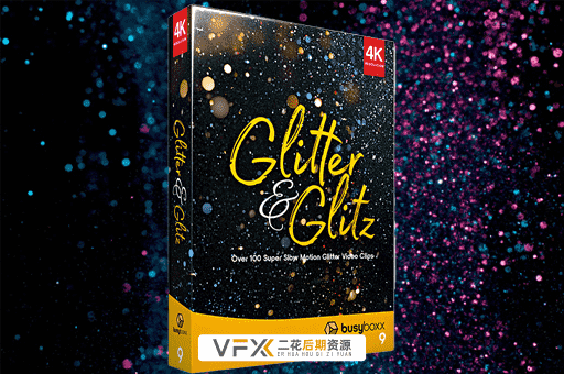 [特效素材] 104个华丽闪耀发光金粉粒子动画4K视频 BusyBoxx V09 Glitter Glitz
