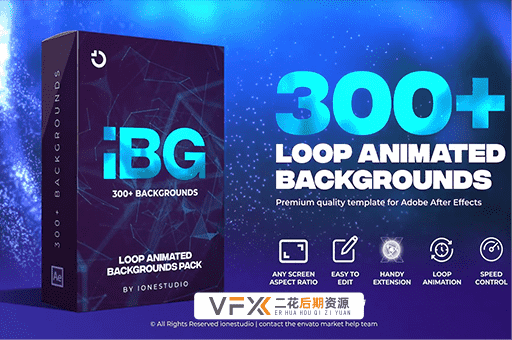 [AE/PR脚本] 300种彩色渐变图形背景循环动画预设 iBG Loop Backgrounds