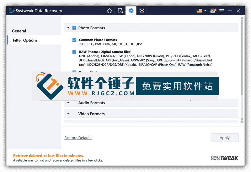 数据恢复软件 Systweak Data Recovery v1.1.1.130 英文版【软件个锤子·R4674】