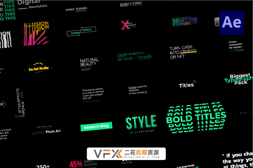 [AE模板] 210+创新霓虹倒计时指示线标签文字标题动画预设 Huge Title Pack