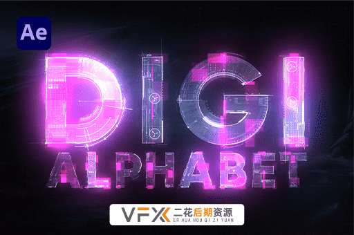 [AE模板] 科技赛博朋克风格字母数字动画工具包 Techno Digital Animated Alphabet