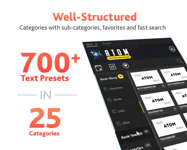 [AE脚本] 700组一键快速给文字添加进入退出动画预设 Text Presets Win/Mac