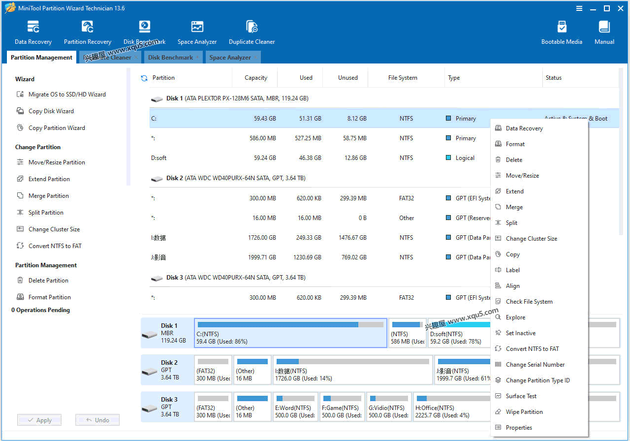 MiniTool Partition Wizard v13.6 注册激活版 - 专业Windows硬盘分区管理，系统迁移/数据恢复/无损扩容【软件个锤子·R4899】