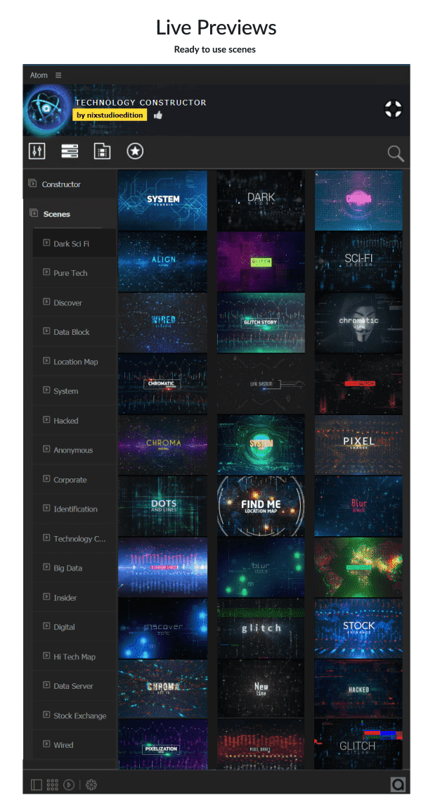 [AE预设+脚本] 650组高科技场景HUD元素数字故障数据线条UI界面动画 Technology Constructor V2.2 中文汉化