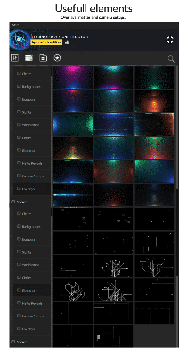 [AE预设+脚本] 650组高科技场景HUD元素数字故障数据线条UI界面动画 Technology Constructor V2.2 中文汉化
