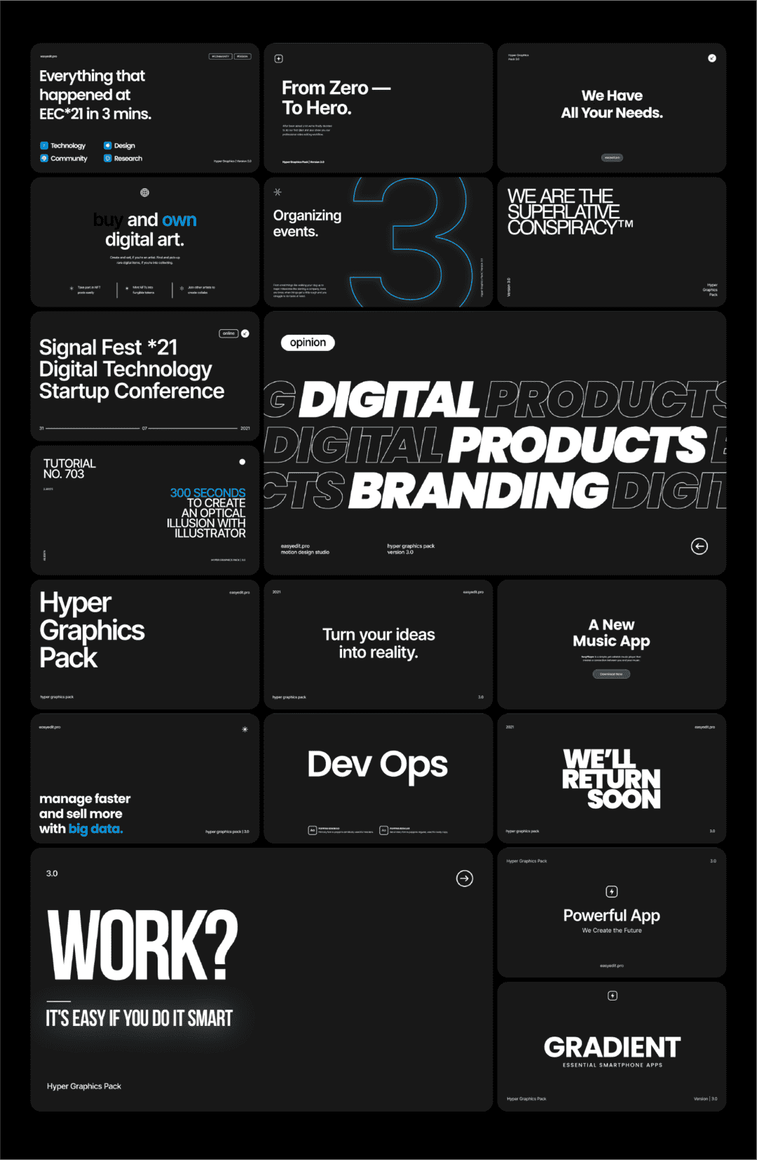 [AE脚本] 1650+文字图片排版字幕条信息数据指示线背景Logo社交网络视频包装元素动画包 V3.0