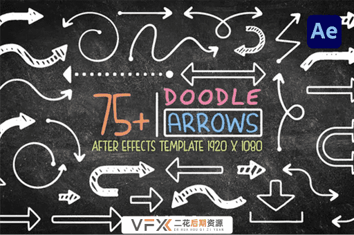 [AE模板] 75个手绘涂鸦箭头动画 Doodle Arrow Pack
