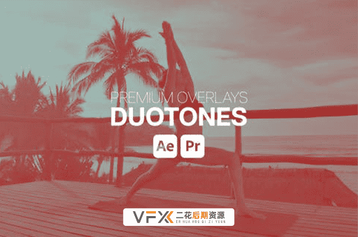 [AE/PR模板] 视频叠加双色调颜色视觉特效 Premium Overlays Duotones