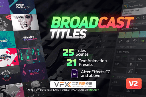 [AE模板] 时尚文字排版标题动画预设 TypeX – Broadcast Pack: Title Animation Presets Library