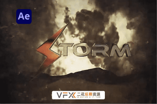 [AE模板] 电影logo标志震撼闪电风暴中入场展示