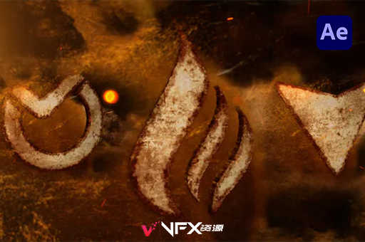 [AE模板] 风暴风沙粒子飘散LOGO标志展示动画 Sand Logo