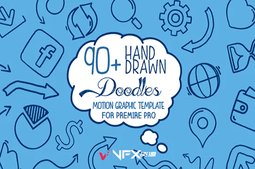 [PR模板] 90种涂鸦手绘线条图标动画 Hand Drawn Doodle Pack Mogrt