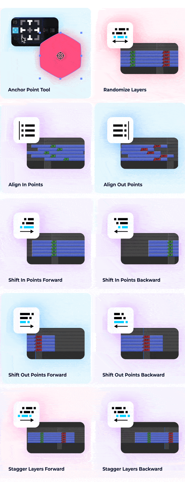 [AE预设+脚本] 2000组图层缓入缓出持续运动出入动画预设 MegaMotion 中文汉化