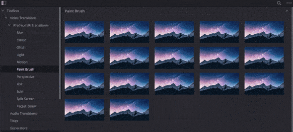 [达芬奇模板] 300组摄像机聚焦冲击模糊信号损坏旋转无缝视频转场预设