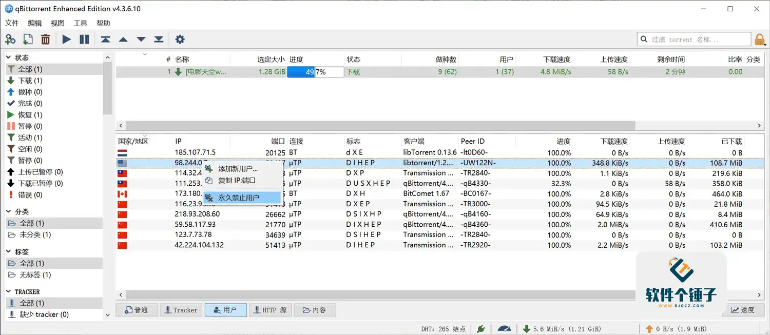 磁力种子下载工具 qBittorrent v5.0.0 便携版【软件个锤子·R1261】