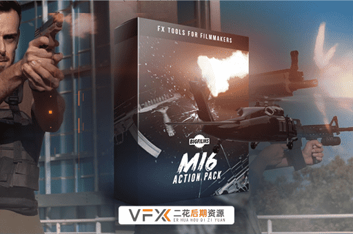 [特效素材] 400多个好莱坞枪战电影枪口闪光炮弹撞击弹孔破坏视觉效果包 Bigfilms MI6 – Action Pack