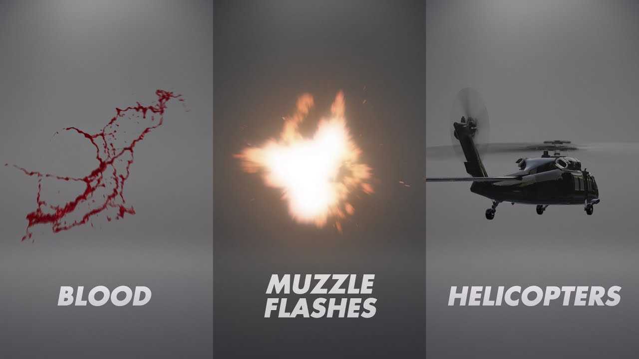 [特效素材] 400多个好莱坞枪战电影枪口闪光炮弹撞击弹孔破坏视觉效果包 Bigfilms MI6 – Action Pack