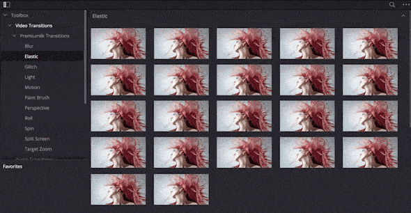 [达芬奇转场] 300组摄像机聚焦冲击模糊信号损坏旋转无缝视频转场预设