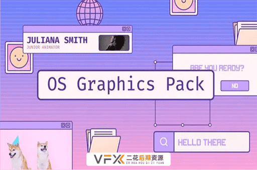 [AE模板] 复古操作系统警报弹窗图形动画元素 OS Graphics Pack