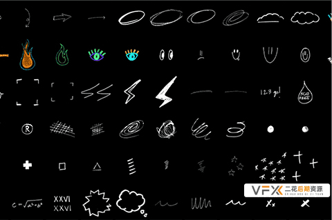 [其他] 87个循环动画及600+PNG手绘符号箭头圆圈边框素描涂鸦动画元素 SKETCH ELEMENTS