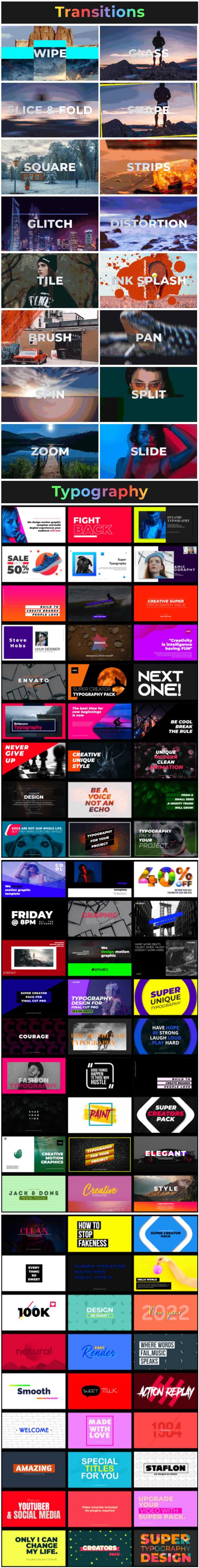 [FCPX插件] 超级影视创作者标题转场效果LUTS调色集合包 Super Creators Pack