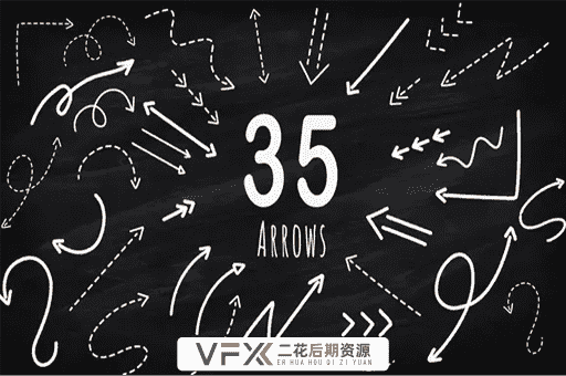 [AE/PR模板] 35种手绘涂鸦路径箭头图形动画 Hand Drawn Elements Arrows Pack