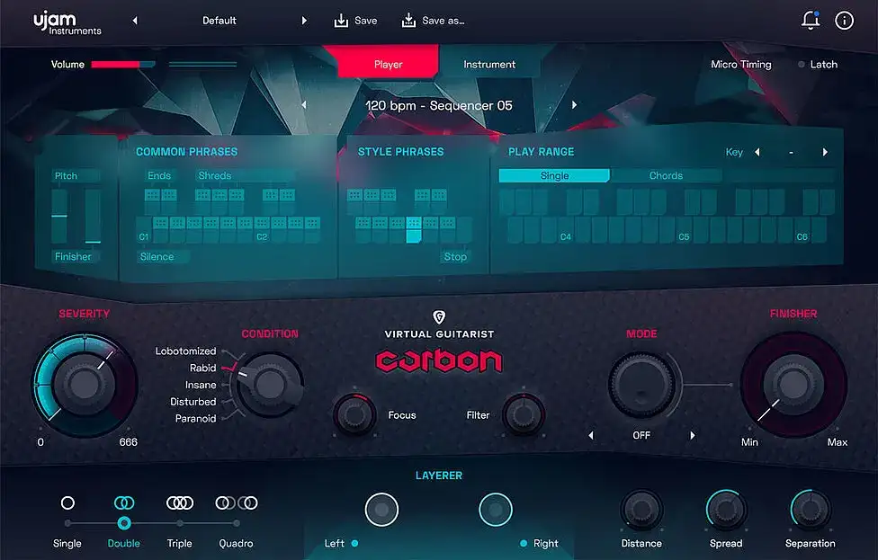 吉他严重失真效果模拟插件 UJAM Virtual Guitarist CARBON v1.3.0 激活版【软件个锤子·R2662】