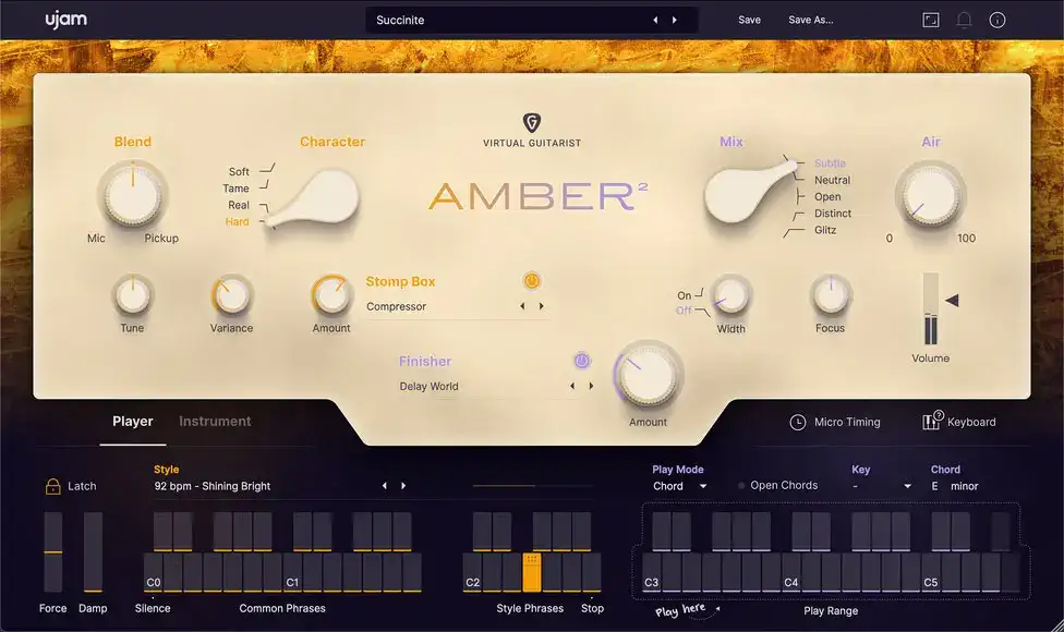 钢弦原声吉他效果模拟插件 UJAM Virtual Guitarist AMBER v2.3.0 激活版【软件个锤子·R2663】