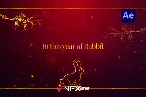 [AE模板] 红色喜庆中国年兔年春节标题开场片头动画 Chinese New Year