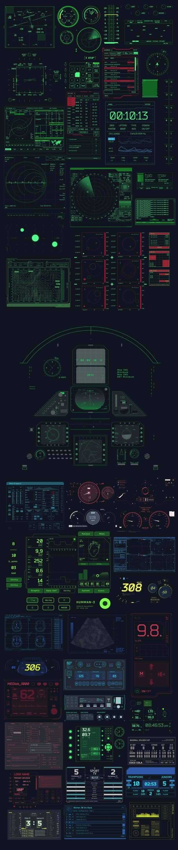 [AE脚本] 1850多种科技感HUD界面UI指示线文字标题线条圆圈边框动画元素 HUDGE V2.1