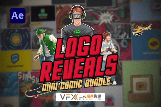 [AE/PR模板] 卡通动漫转场字幕条工具包 Mini Comic Bundle – Logo Reveals