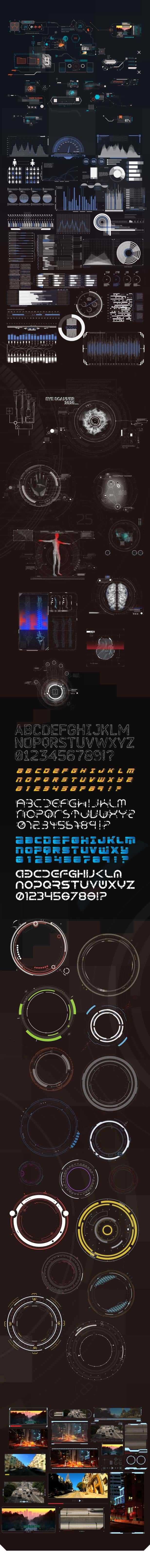 [AE脚本] 1850多种科技感HUD界面UI指示线文字标题线条圆圈边框动画元素 HUDGE V2.1