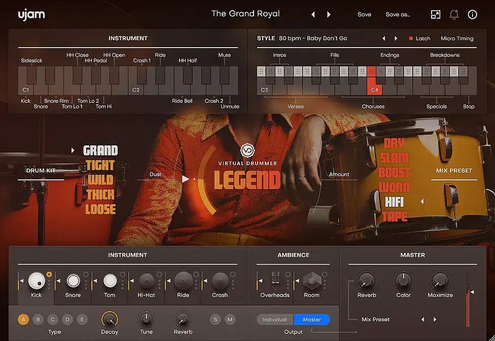 复古鼓模拟插件 UJAM Virtual Drummer LEGEND v2.5.0 直装版【软件个锤子·R2769】