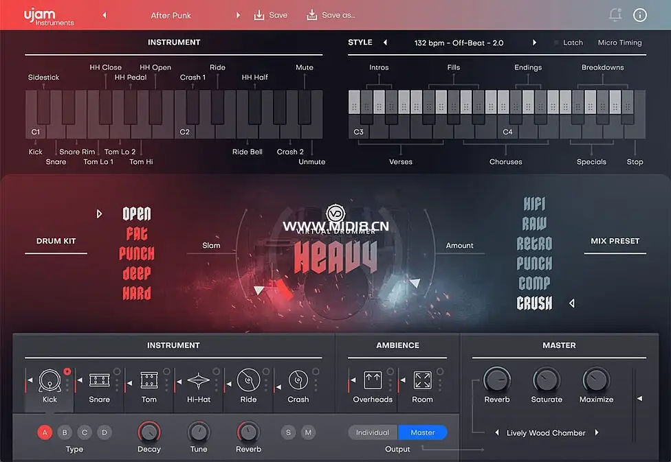 摇滚鼓模拟插件 UJAM Virtual Drummer HEAVY v2.4.1 激活版【软件个锤子·R2771】