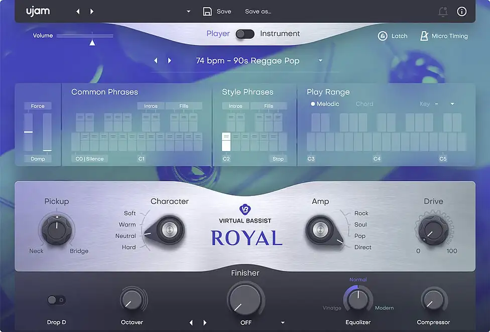 平滑指法电贝斯模拟插件 UJAM Virtual Bassist ROYAL v2.1.1 激活版【软件个锤子·R2775】
