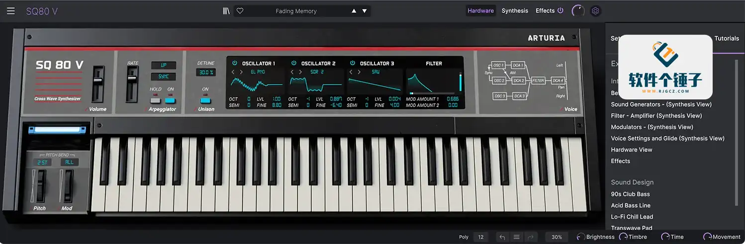 SQ-80模拟合成器插件 Arturia SQ80 V v1.6.3.5305 激活版【软件个锤子·R2803】