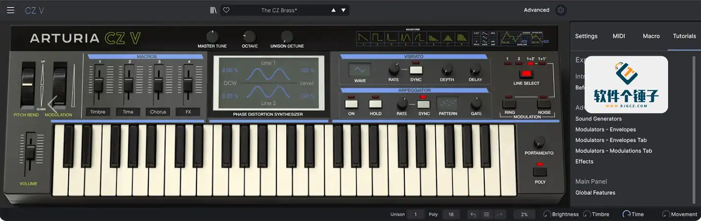 Casio CZ模拟合成器插件 Arturia CZ V v1.9.2.5305 激活版【软件个锤子·R2821】